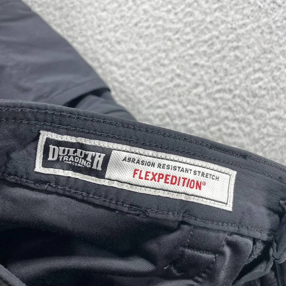Duluth Trading Co Flexpedition Pants Mens 34x28 Black Stretch Hiking Zip Pockets
